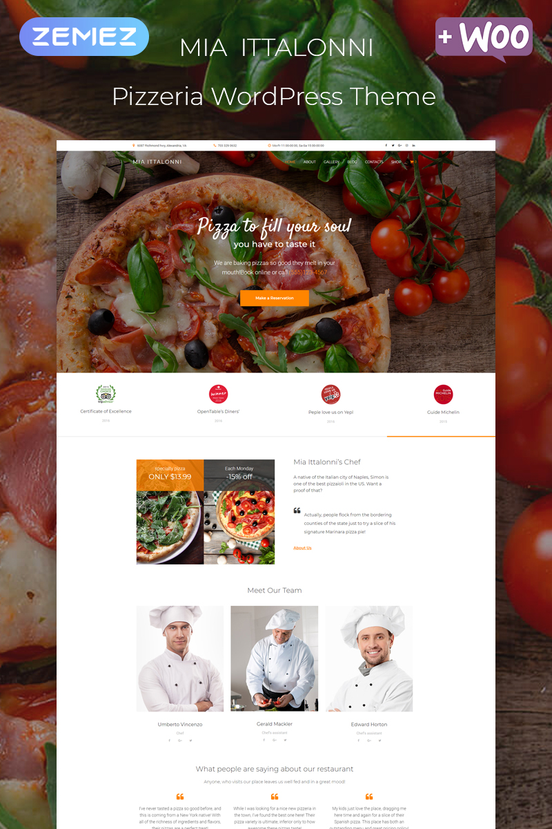 Mia Ittalonni - Pizzeria ECommerce Modern WordPress Elementor Theme