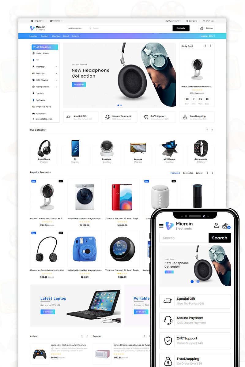 Microin - Shopping Mall OpenCart Template