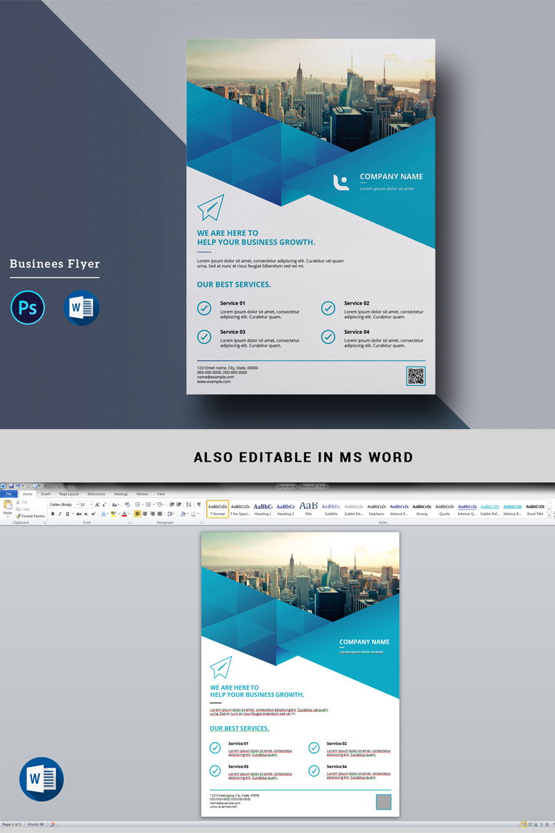 Geometric Blue Business Flyer - Corporate Identity Template