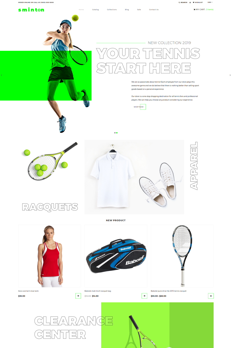 Sminton - Tennis Store Clean Shopify Theme