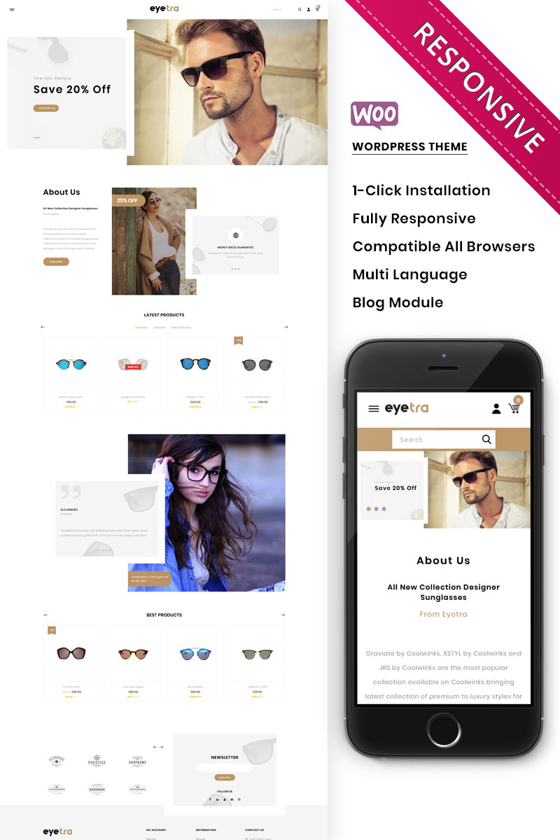 Eyetra - The Glasses Store WooCommerce Theme