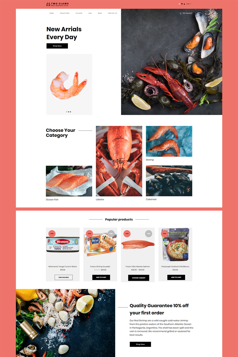 Two Claws - Food Store eCommerce Modern Shopify Theme