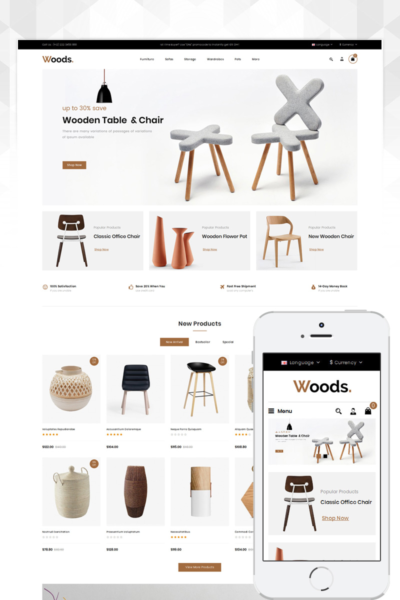 Woods Furniture Store OpenCart Template