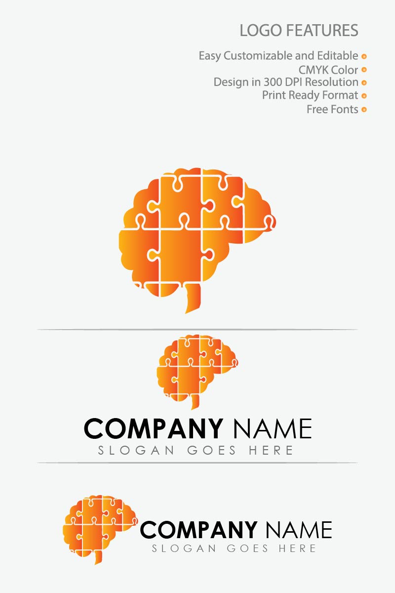 Puzzle Brain Logo Template