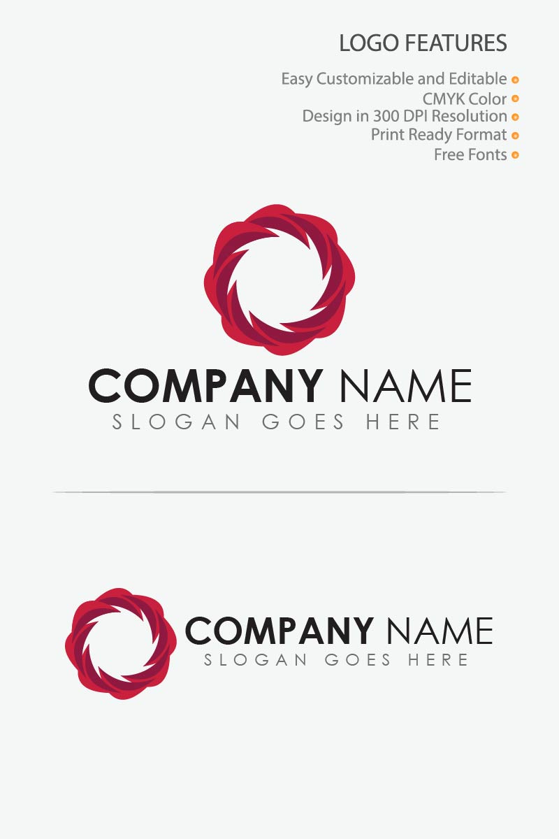 Geometric Red Color Circle Logo Template