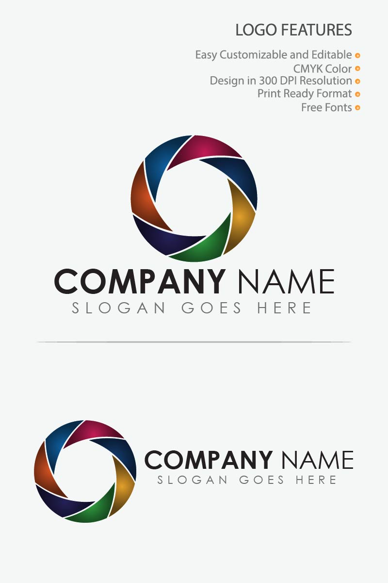 Colorful Camera Lens Logo Template