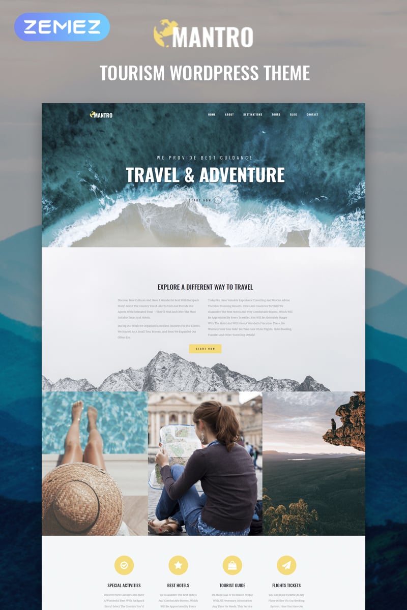 Mantro - Tourism One Page Modern WordPress Elementor Theme