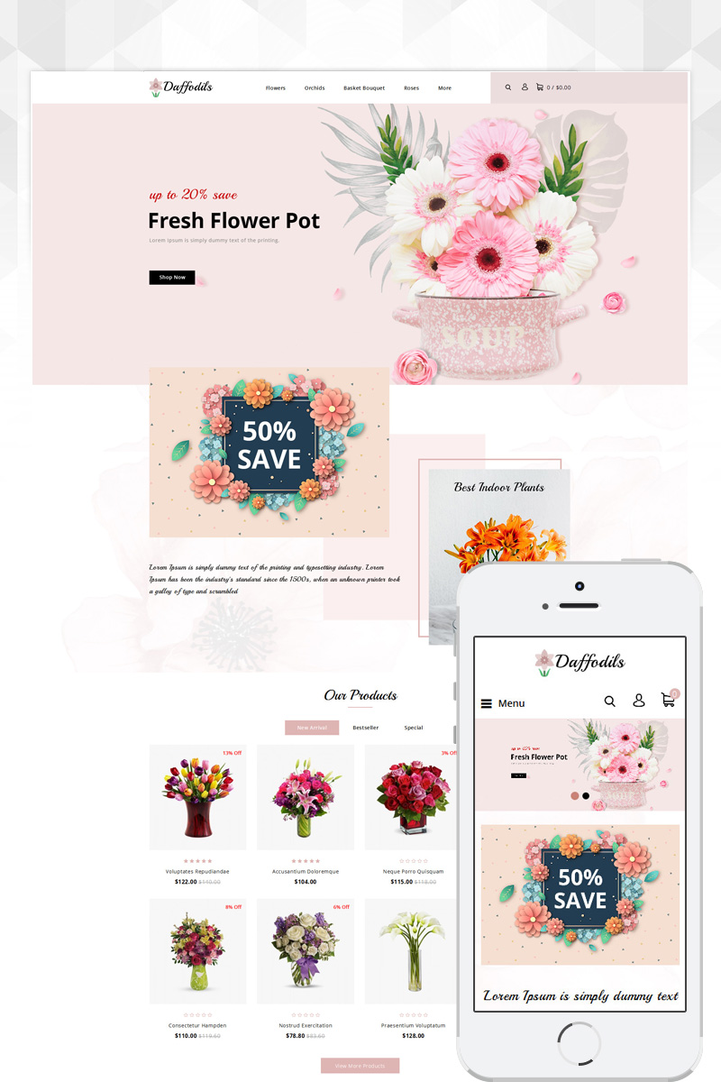 Daffodils - Flowers Store OpenCart Responsive Template