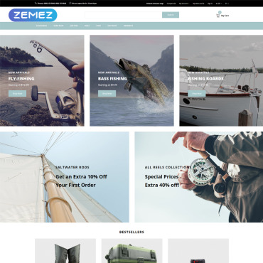 Ecommerce Fishing OpenCart Templates 81520
