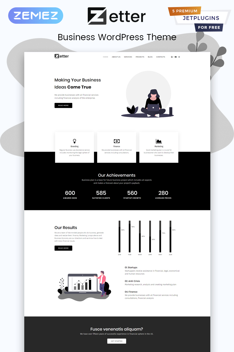 Zetter - Business Multipurpose Black&White WordPress Elementor Theme