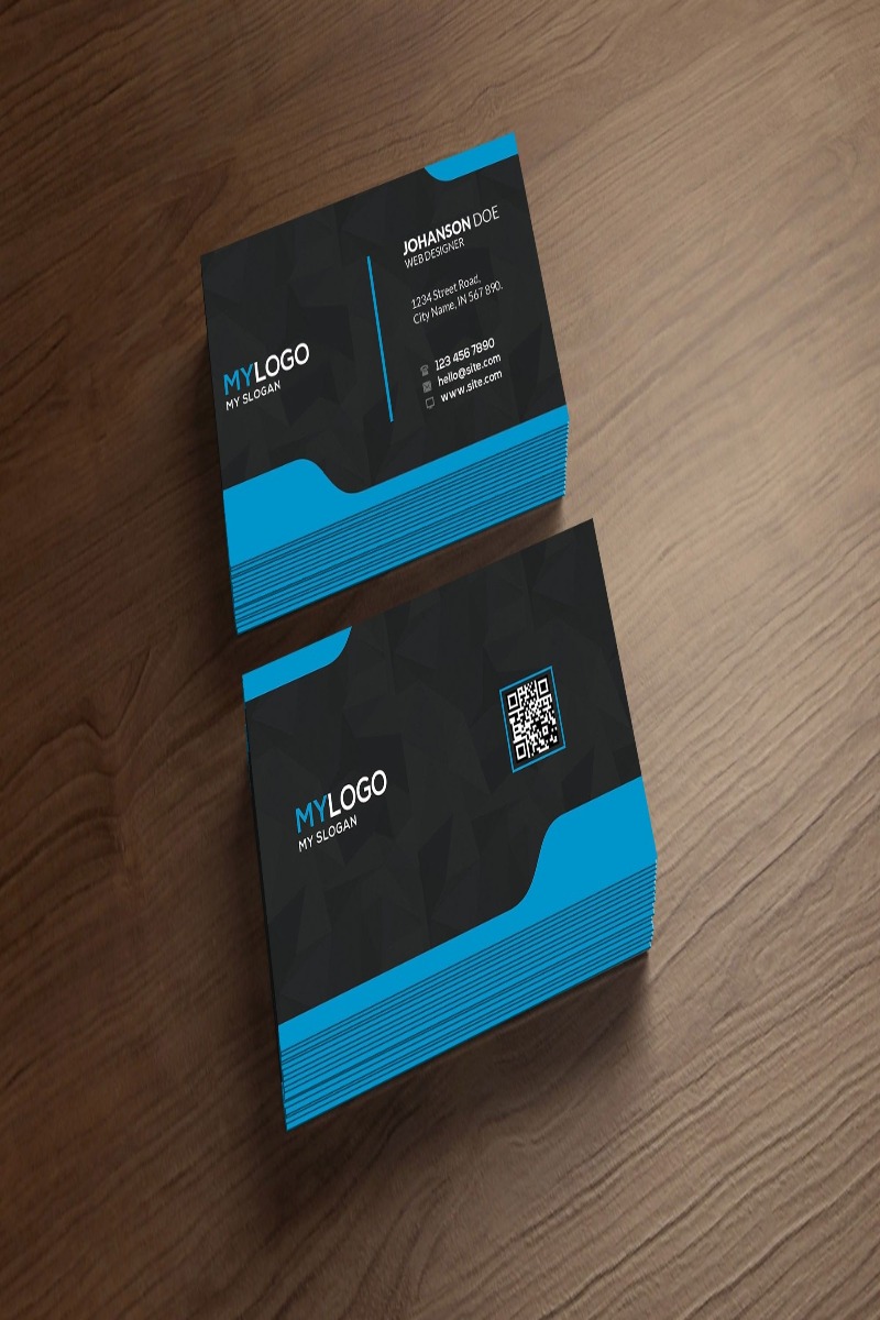 Business Card Blue and Black - Corporate Identity Template
