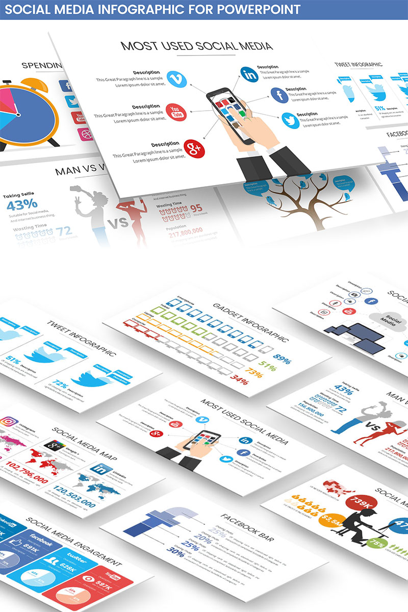 Social Media Infographic for PowerPoint template