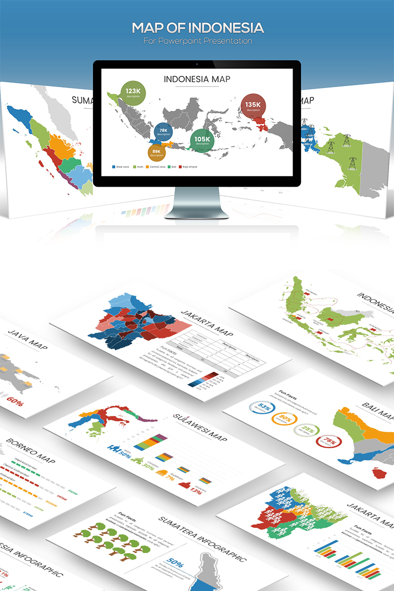 Map of Indonesia for PowerPoint template