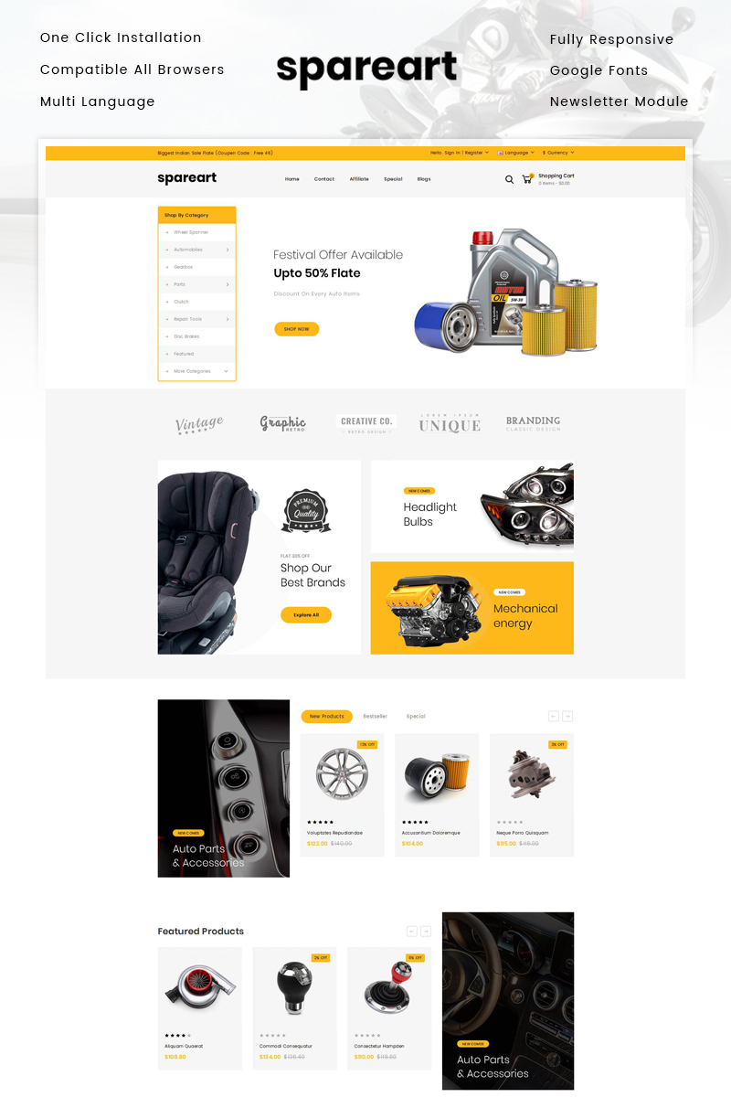 Spareart - Automobile Store OpenCart Responsive Template