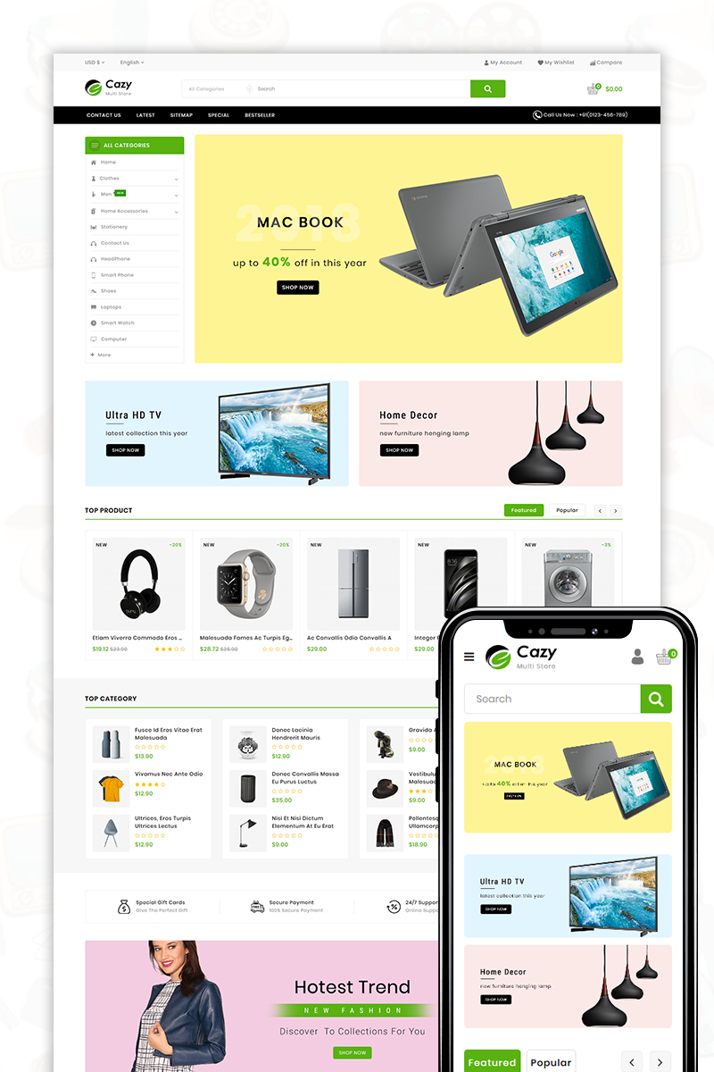 Cazy - The Shopping Mall OpenCart Template