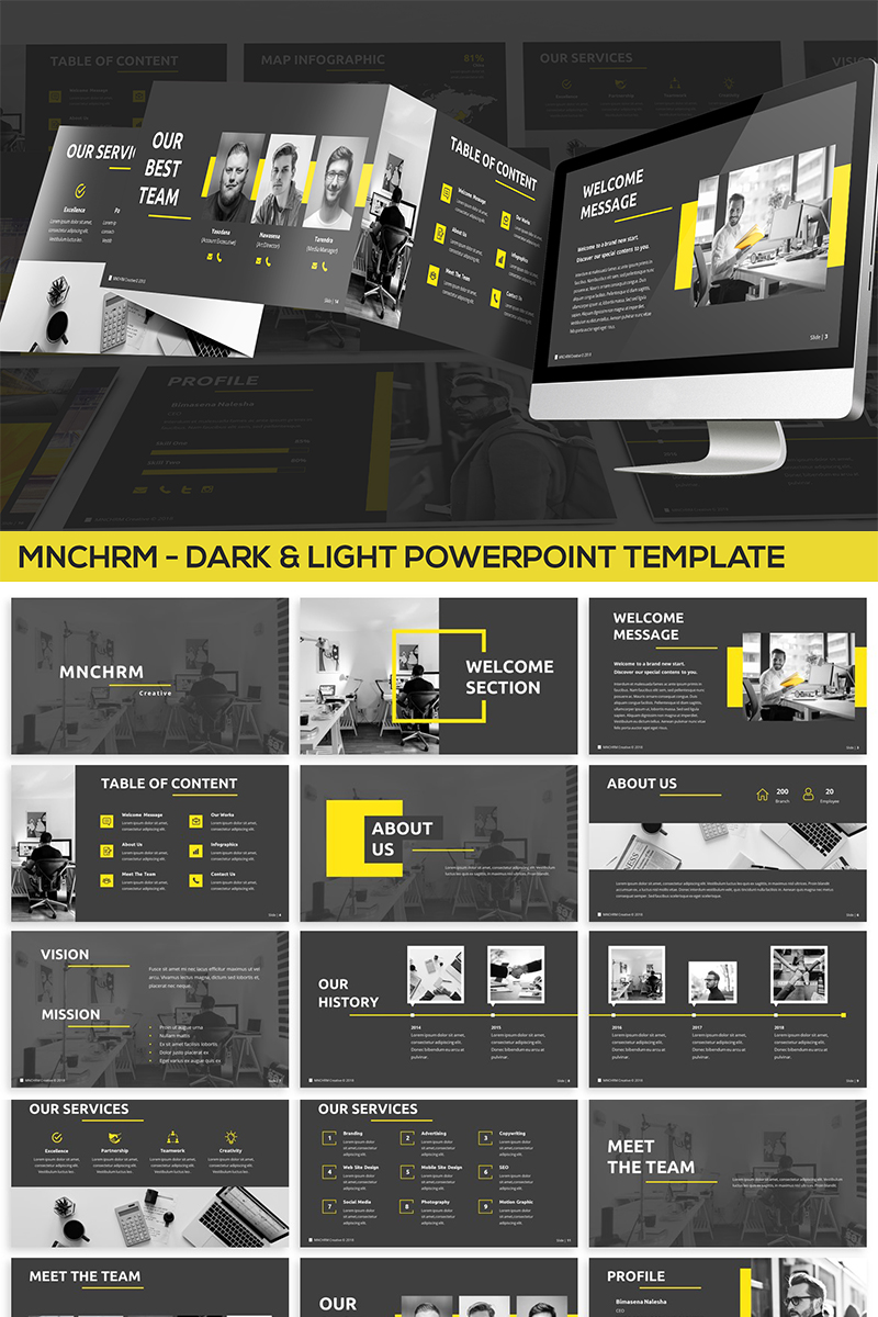 Mnchrm - Dark & Light PowerPoint template