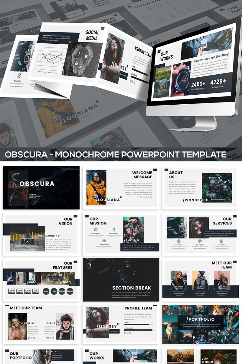 Obscura - Monochrome PowerPoint template