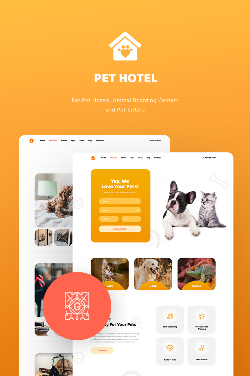 Pet Hotels,  Animal Boarding and Pet Sitters WordPress Theme - PetHotel
