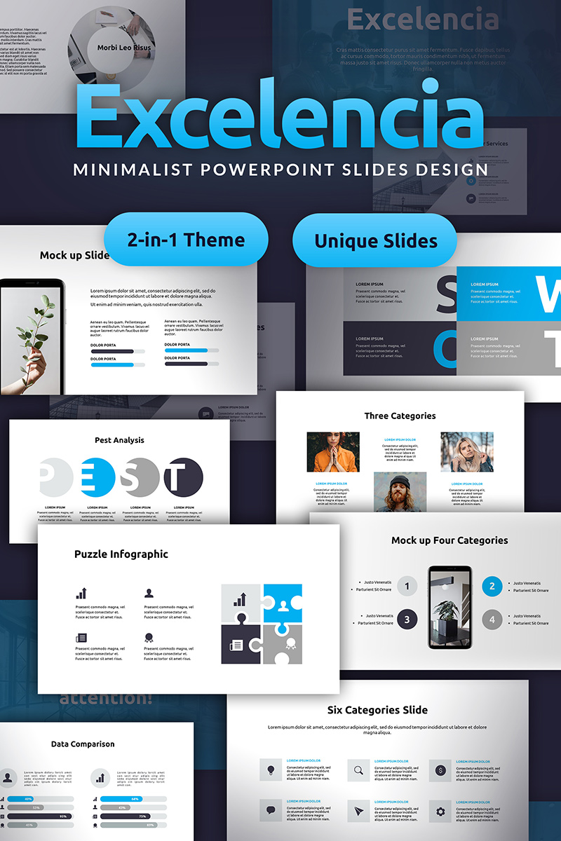 Excelencia Minimalist PowerPoint Slides Design PowerPoint template
