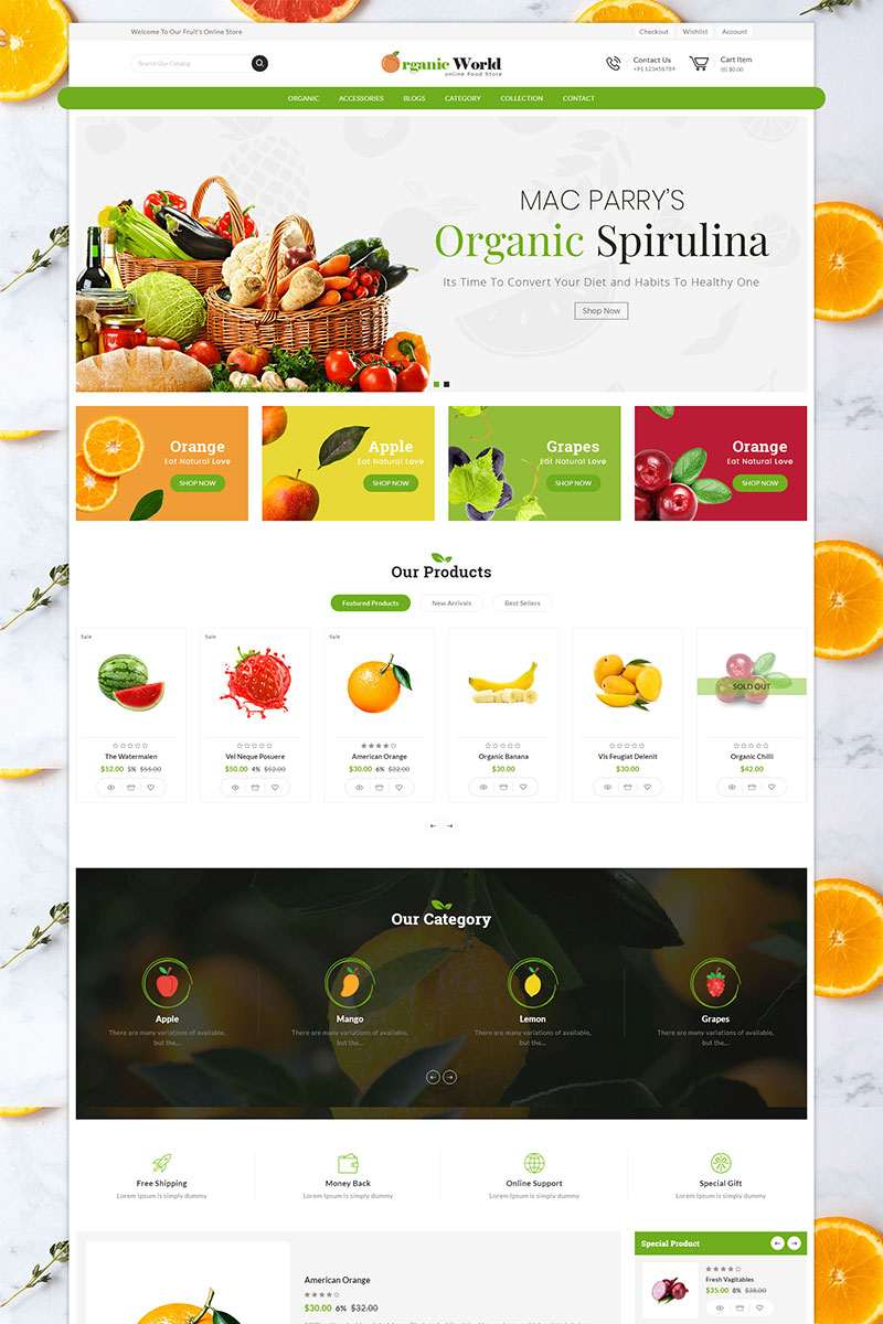 Organic World Food and Grocery Store Shopify Theme