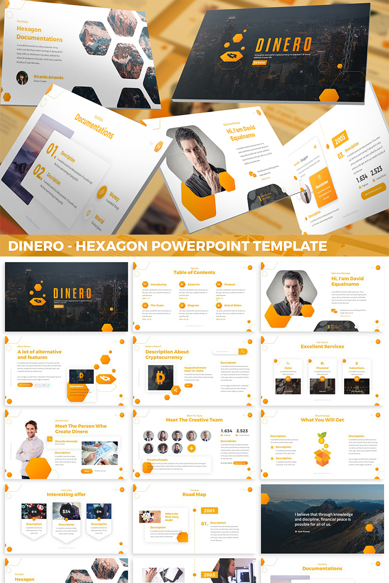 Dinero - Hexagon PowerPoint template
