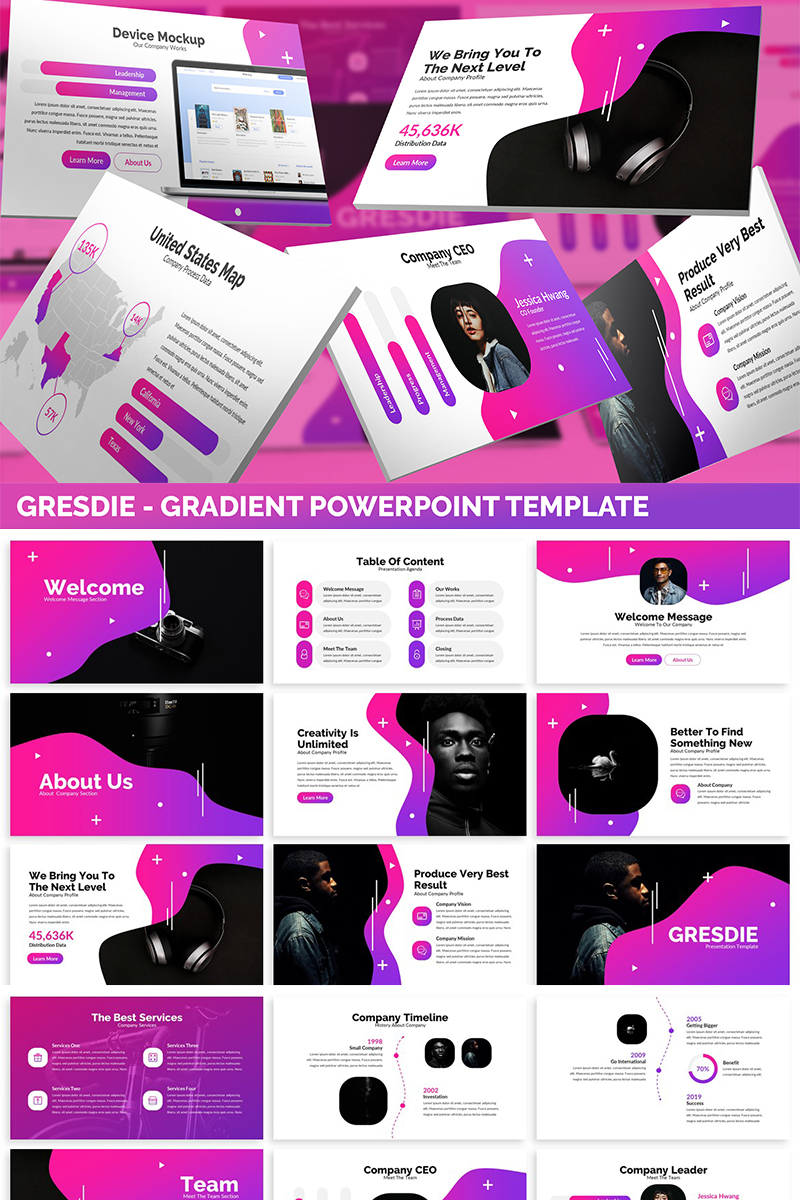 Gresdie - Gradient Abstract PowerPoint template