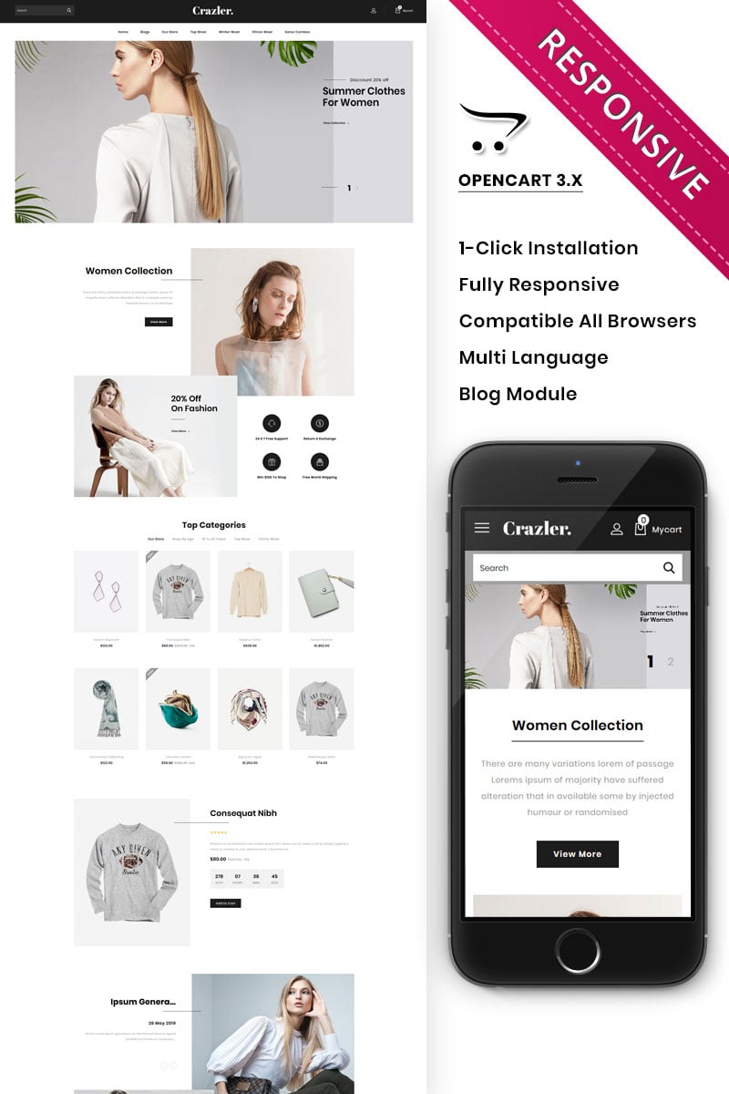 Crazler - The Fashion Store Responsive OpenCart Template
