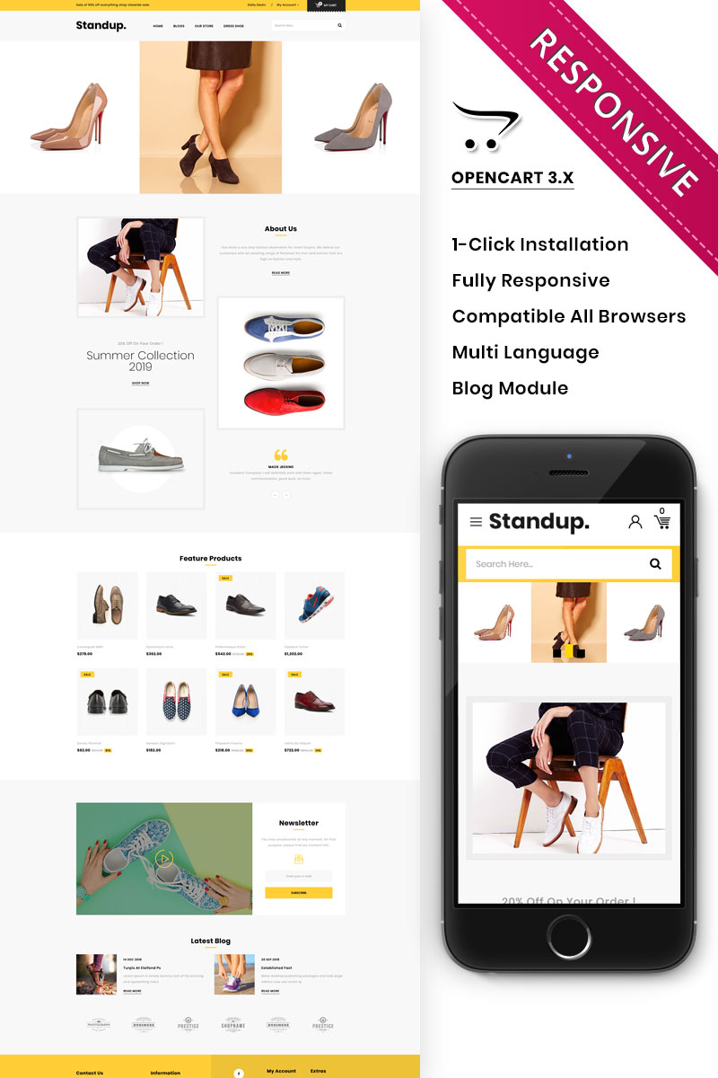 Standup Sole: Premium OpenCart Template for Shoe Stores