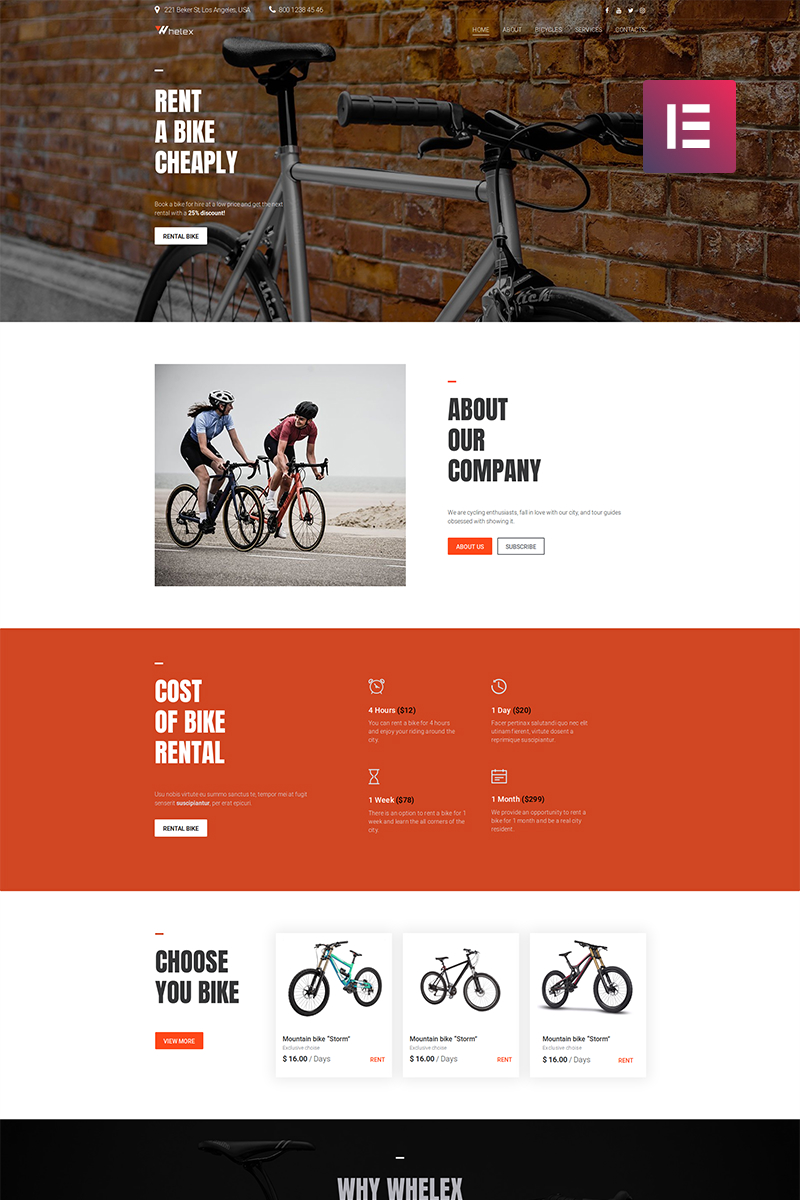 Whelex - Bike Rent Multipurpose Modern WordPress Elementor Theme