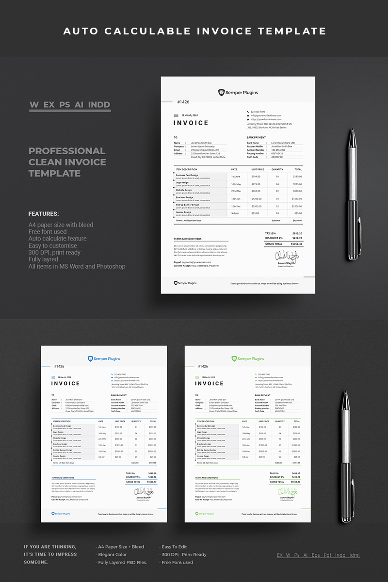 Invoice | Bill | Cash Memo - Corporate Identity Template