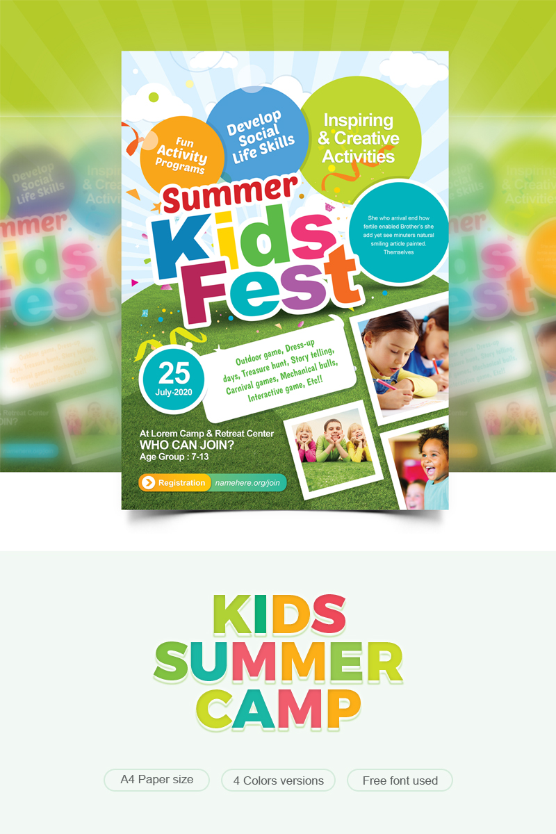 Kids Fest - Kids Summer Camp Flyer - Corporate Identity Template
