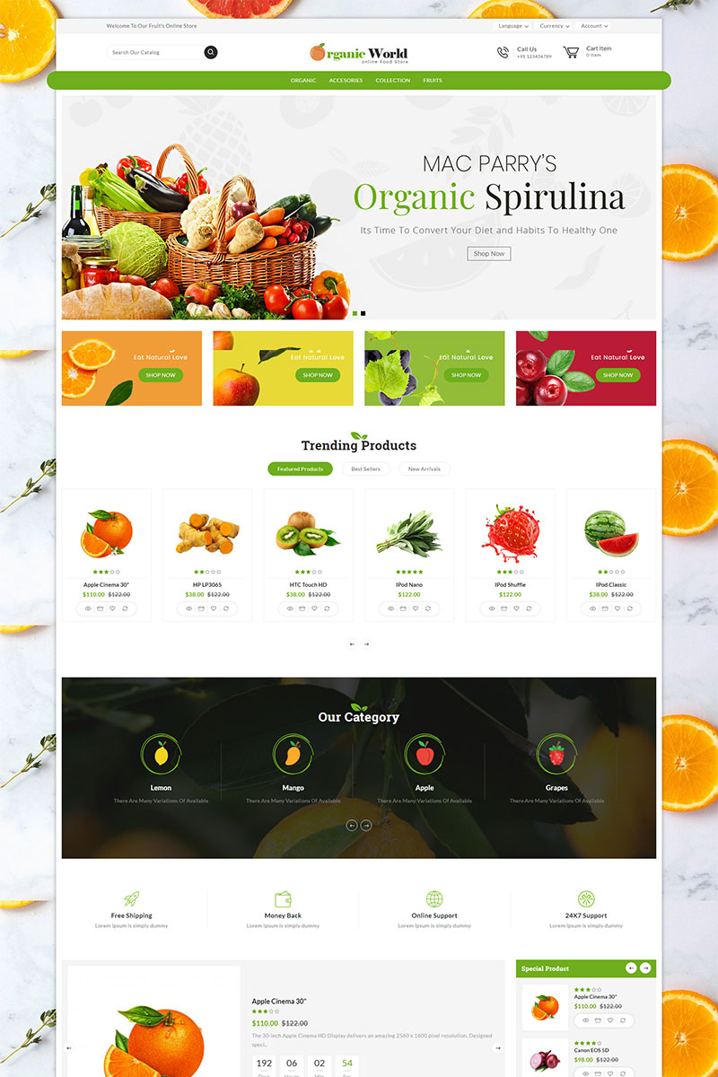 Organic World Grocery Store OpenCart Template