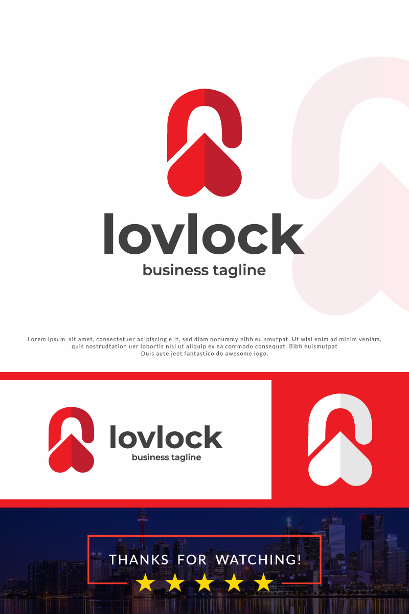 Secure Lock - Valentines Day Love Logo Design