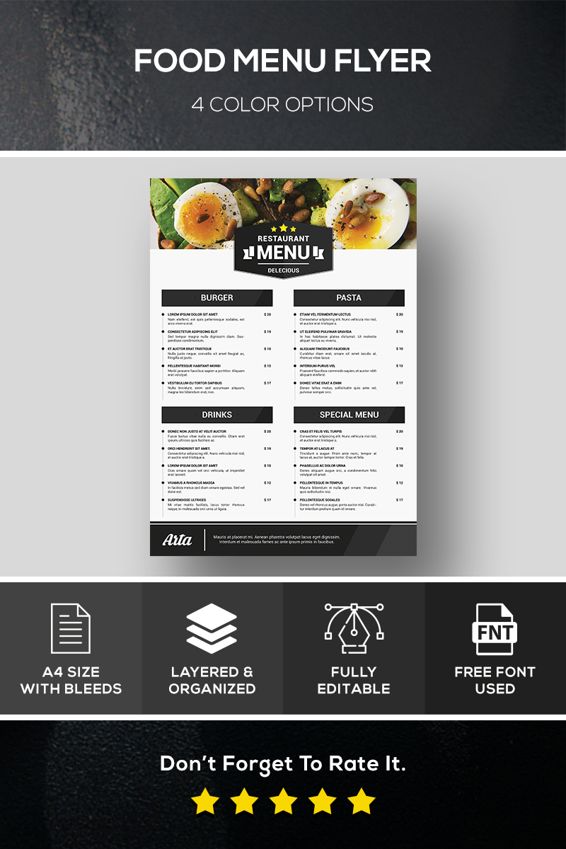 Food Menu Flyer - Corporate Identity Template