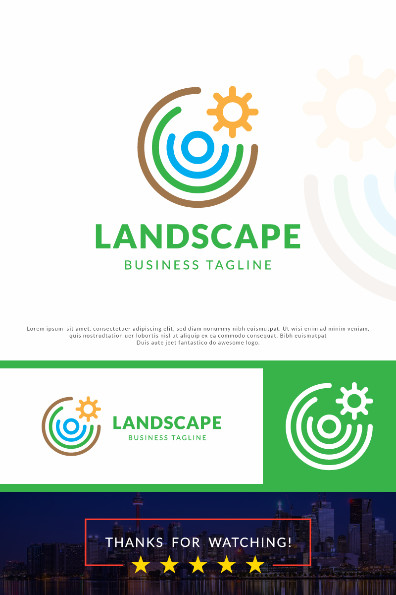 Modern Line Landscaping Logo Design