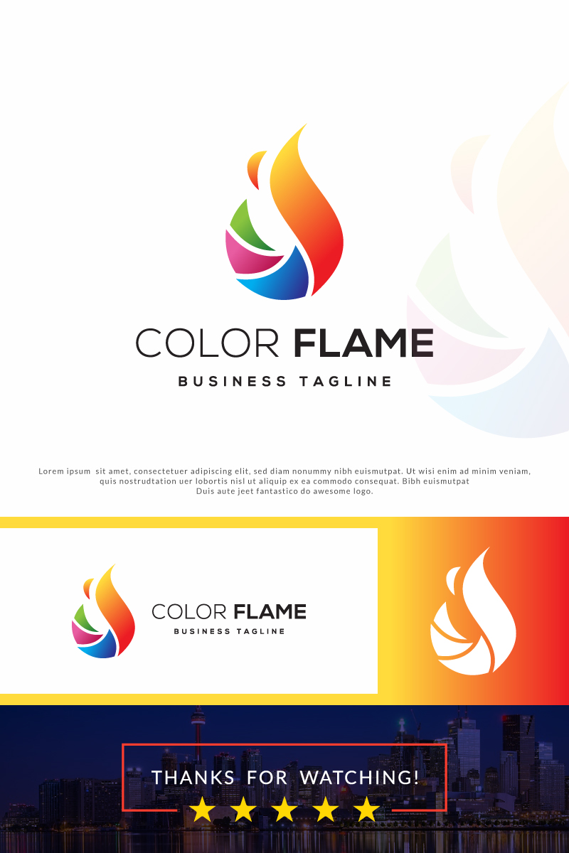 Creative Media Color Flame Logo