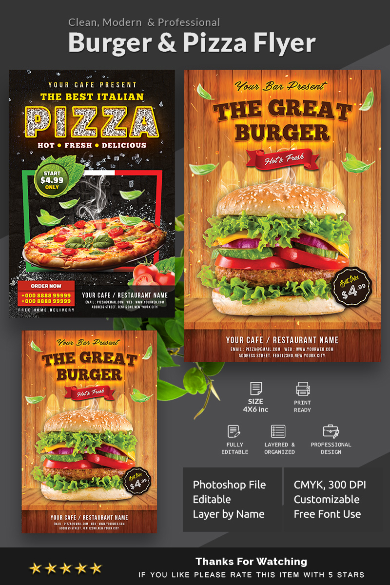Italian Pizza | Burger Flyer - Corporate Identity Template