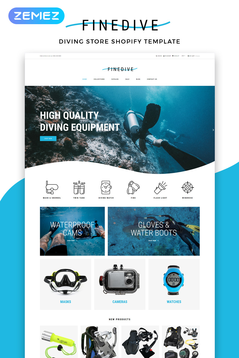 Finedive - Diving eCommerce Clean Shopify Theme