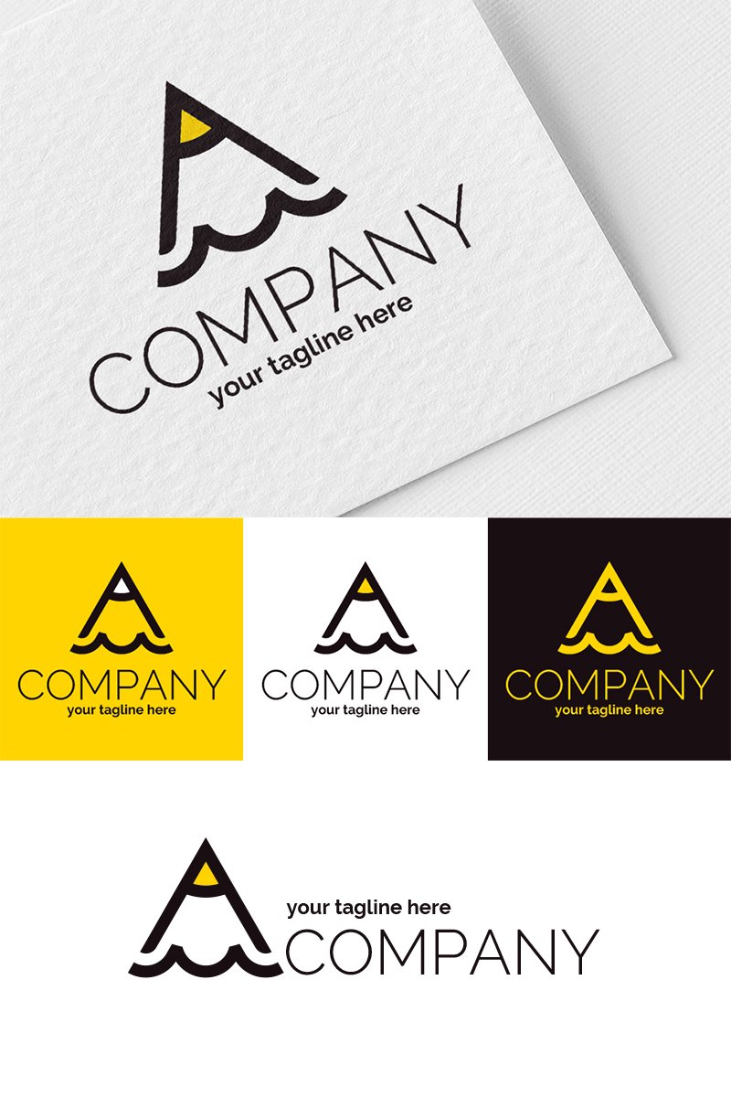 Logo, graphic sign, combines: A + M + Pencil