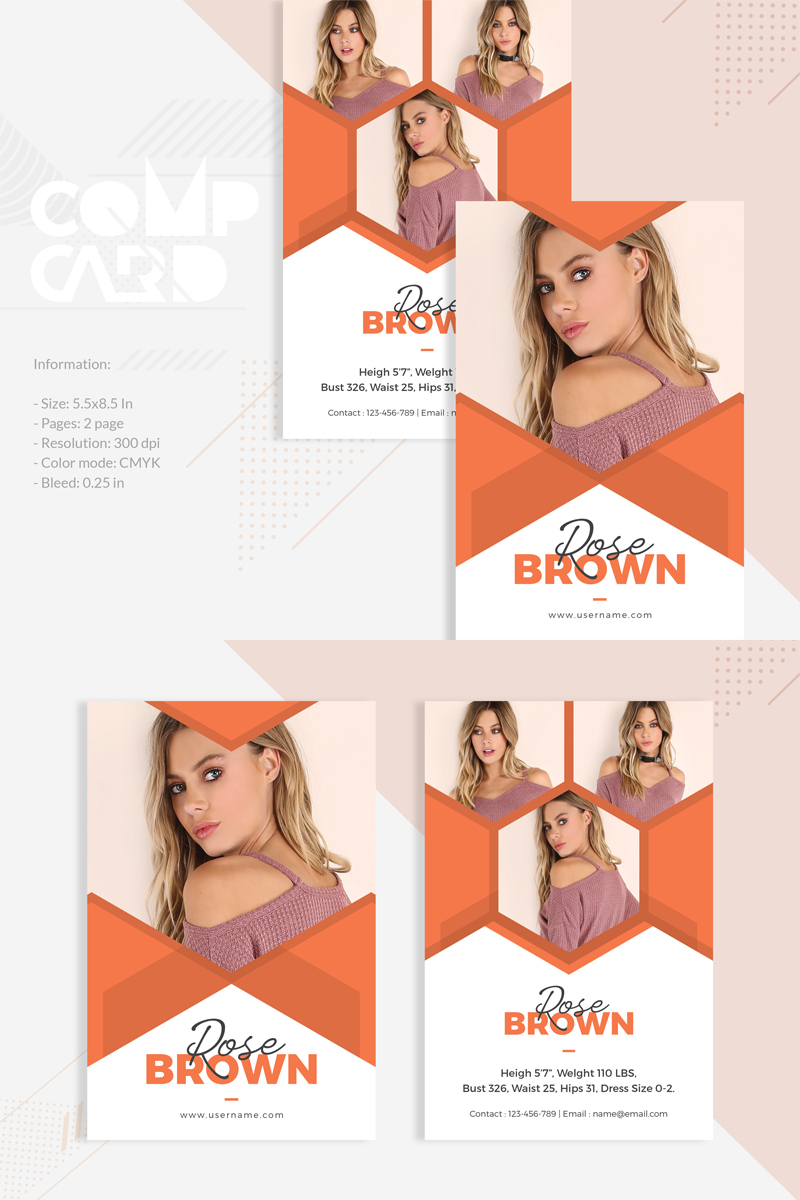 Rose Brown - Modeling Comp Card - Corporate Identity Template