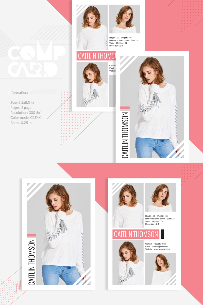 Caitlin Thomson - Fashion Model comp card Template - Corporate Identity Template