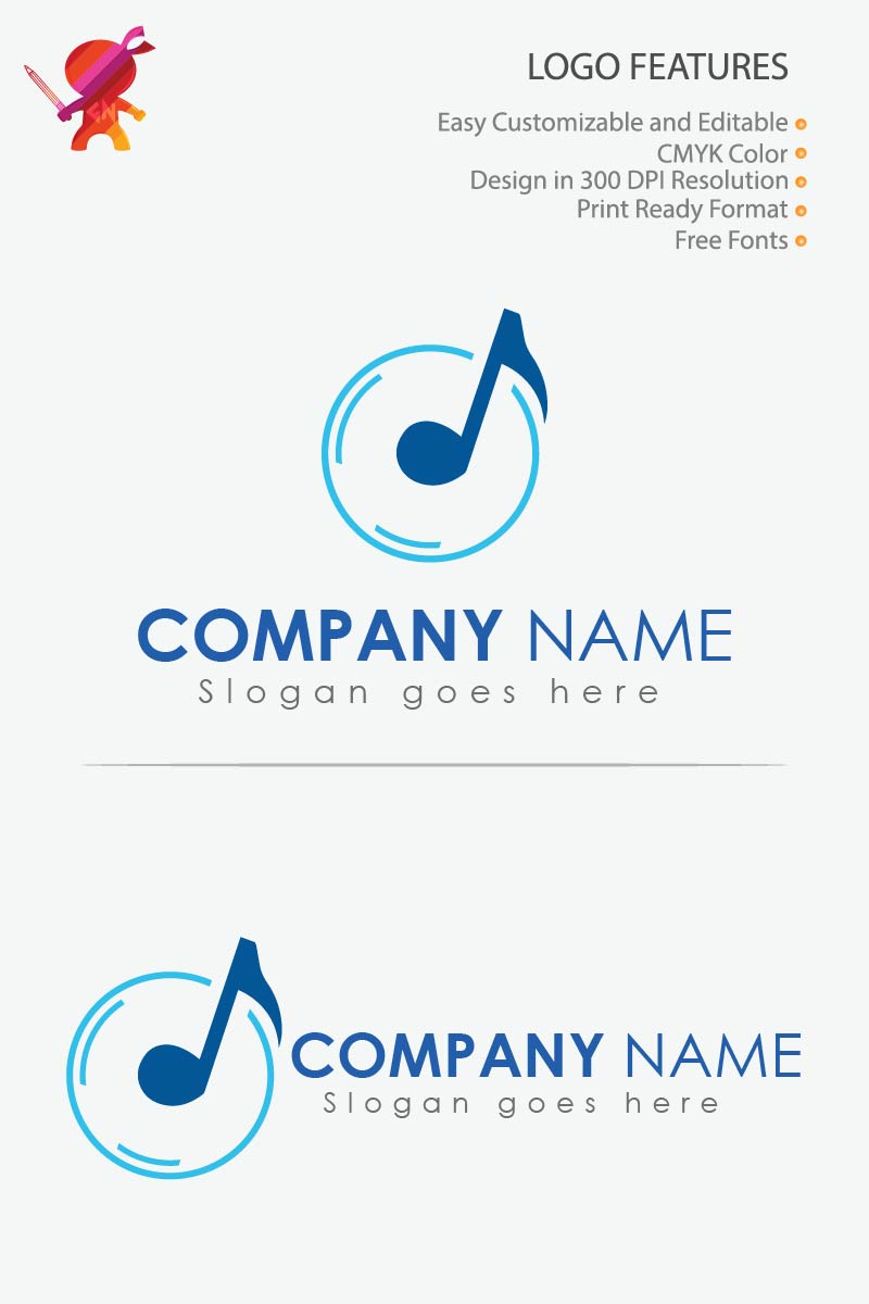 Blue Color Creative Music Logo Template