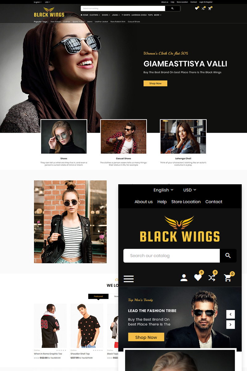 Black Wings Fashion Multipurpose Store OpenCart Template