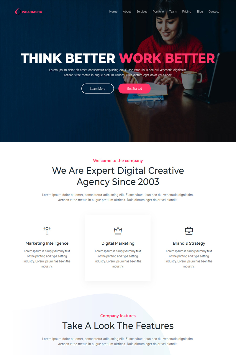 Valobasha - One Page Parallax Landing Page Template