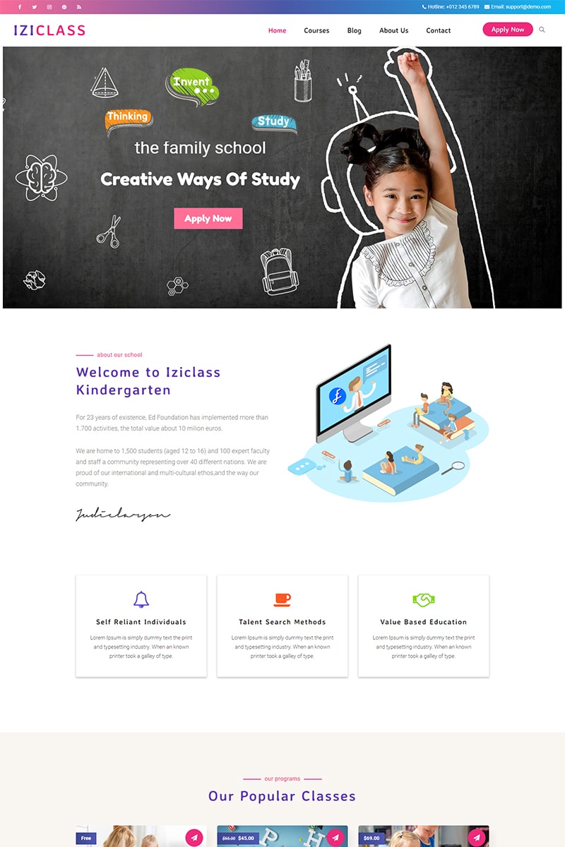 Iziclass - Kindergarten and Preschool WordPress Theme
