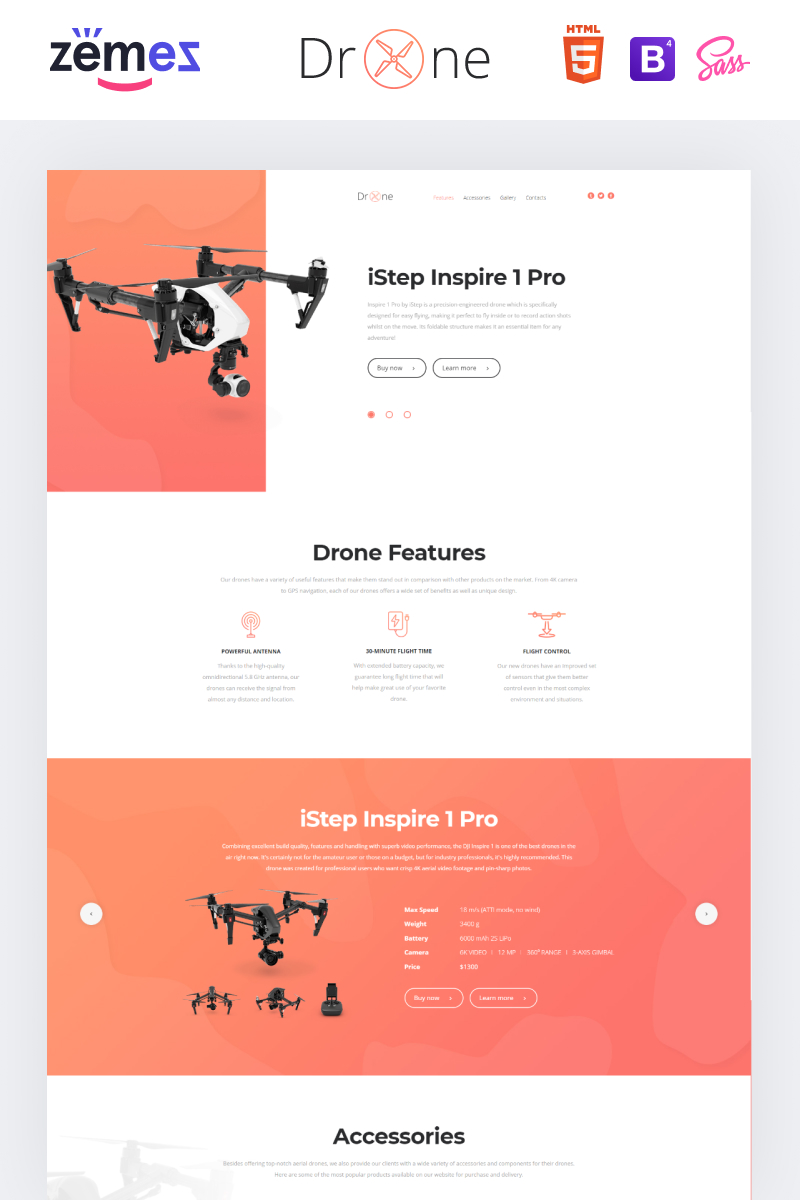 Drone - Electronics Clean HTML Bootstrap Landing Page Template