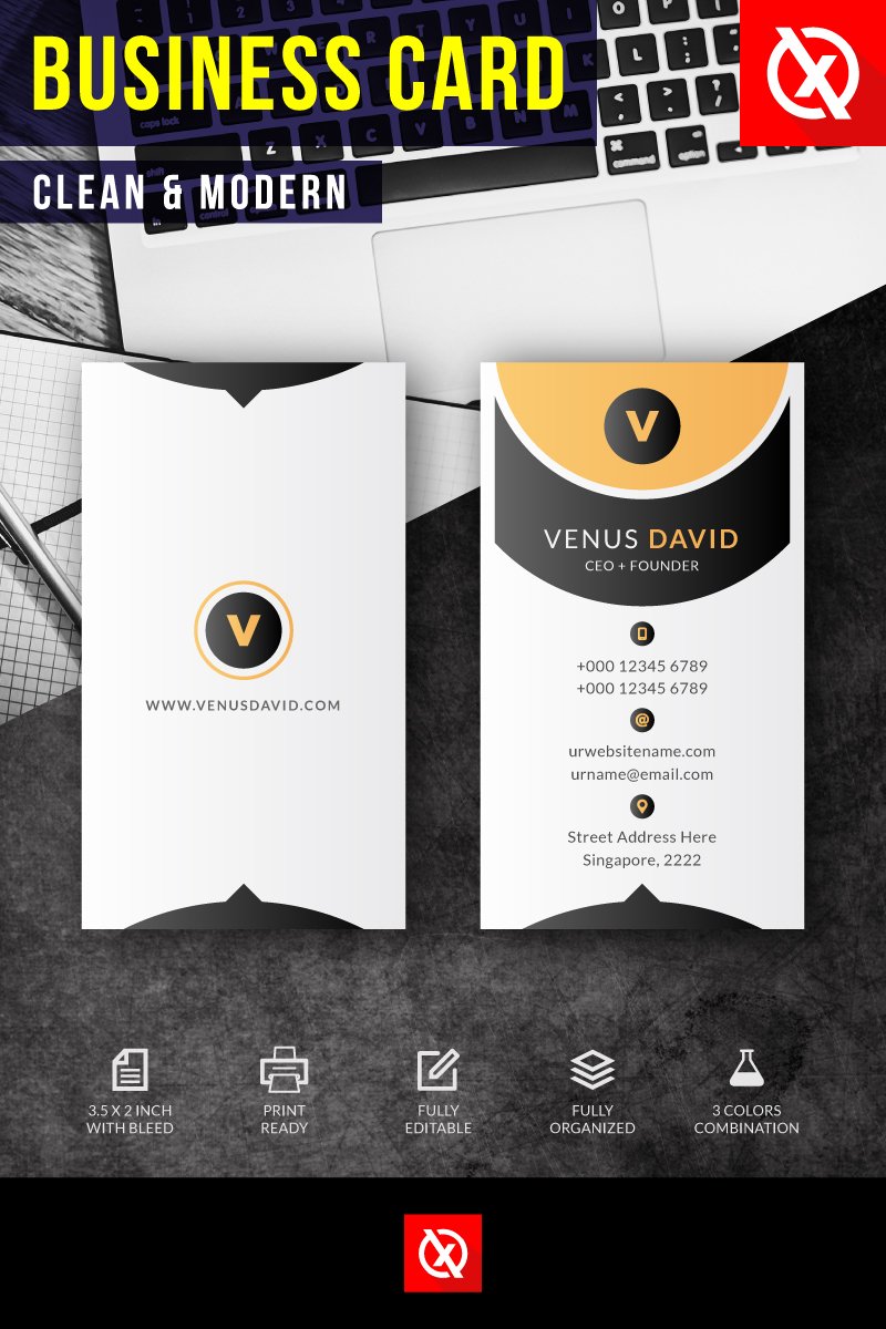 Venus Clean & Modern Business Card - Corporate Identity Design