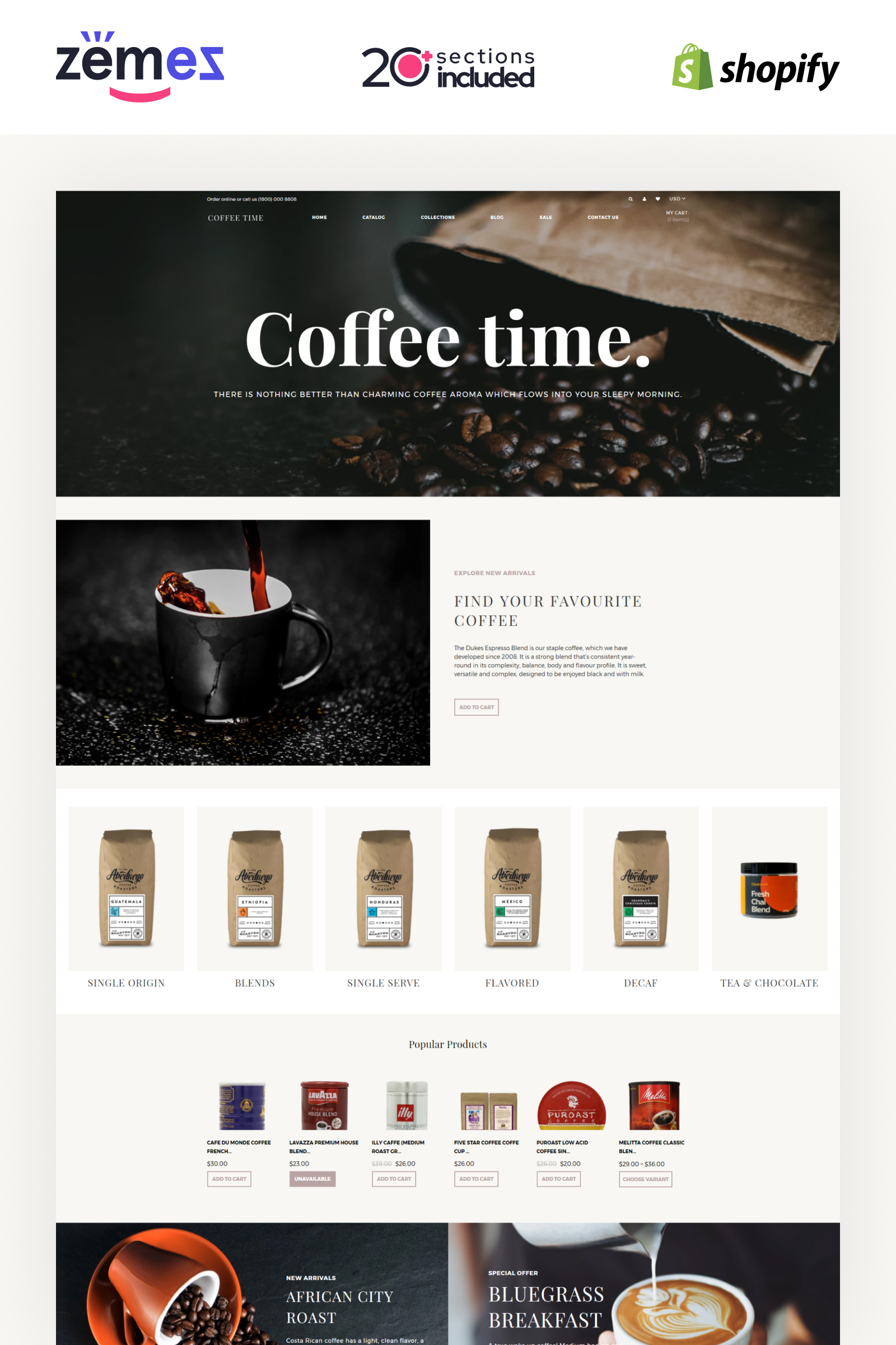 Coffee Time - Coffee Store eCommerce Elegant Shopify Theme