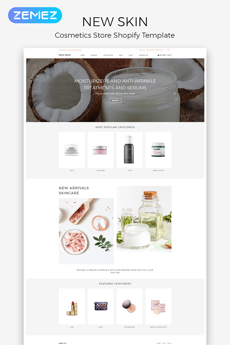 New Skin - Cosmetic Store eСommerce Clean Shopify Theme