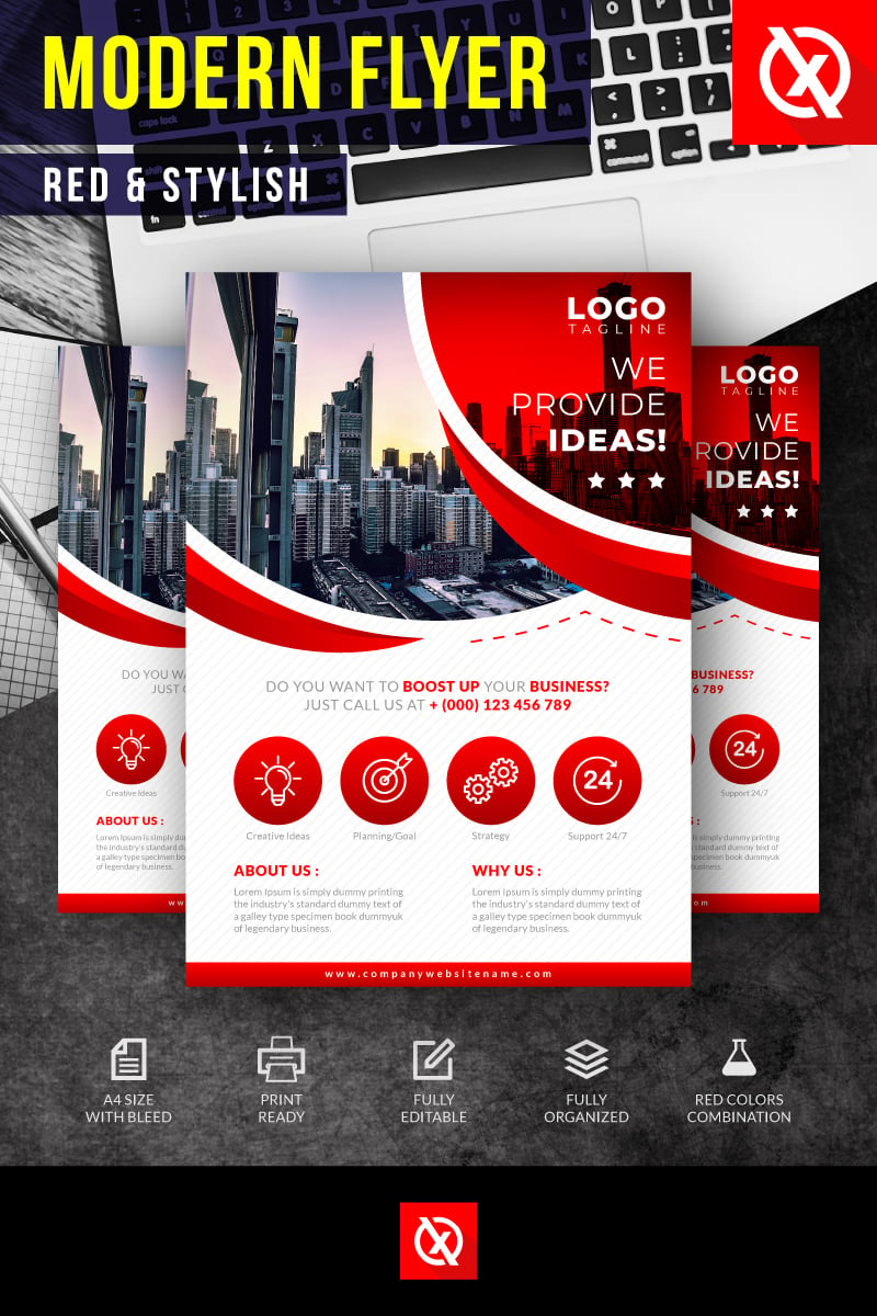 Stylish Red Business Flyer - Corporate Identity Design